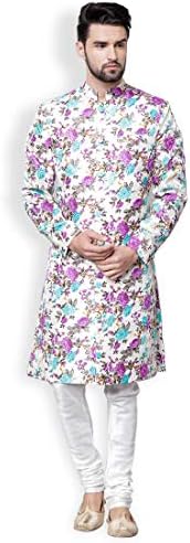 SVANIK Purple Printed Blended Sherwani.