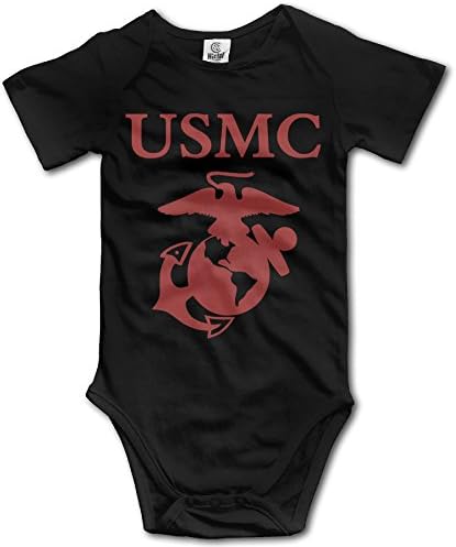 YONLY Baby Boys US Marine Corps USMC Logo Short Sleeve Bodysuits 24 Months Black