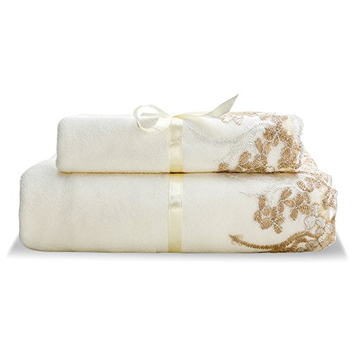Decorative Towel Sets Lace & Ribbon Bow 2 Pcs 1 Bath Towel, Hand Microfiber 689855989922 eBay