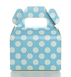 Light Blue Candy Boxes, Baby Blue Polka Dot Favor Gift Box (12 Pack) - Candy Buffet Treat Boxes, Wedding Dessert Table Supplies, Small Birthday Gift Box