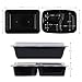 Kootek 30 Pack Meal Prep Lids 3 & 1 Compartment Food Storage Container Cases Durable BPA Free Plastic Stackable Bento Boxes, Microwaveable, Dishwasher and Freezer Safe, 32oz & 38oz, Black