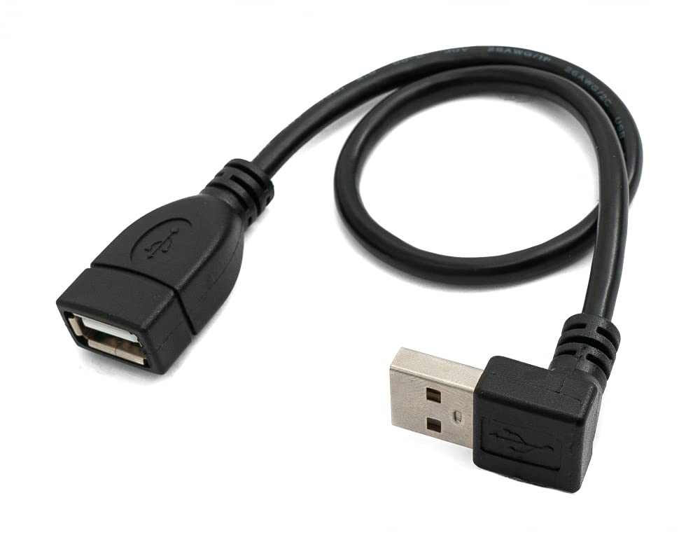 System-S USB 2.0 Cable 30 cm Type A Male to Female Angle in Black
