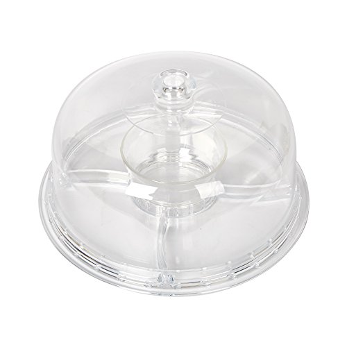 KARMAS PRODUCT 6 in 1 Cake Stand with Dome Lid,Multifunctional Serving Platter and Cake Plate, Salad & Punch Bowl,Clear Acrylic,12" - Thumbnail 5