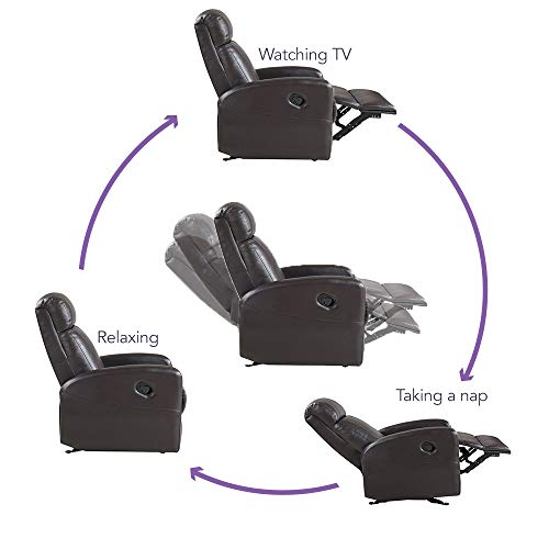 image for Casa Andrea Milano Brown Faux Leather Rocking Recliner Lounge Chair - 