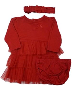 Carters Infant Girls Red Ruffles Party Dress Christmas Outfit with Headband
