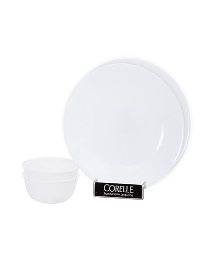 Corelle Winter Frost Bachelor Glass Dinner Set, Set of 4, White