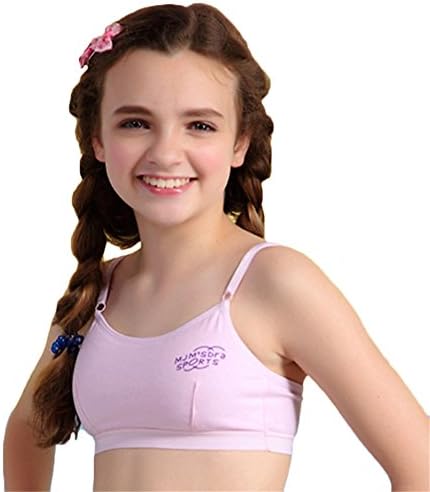 Young Girls One-Piece Thin Cotton Breathable Sleeping Bras Without Back Hooks MANJIAMEI