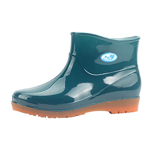Rain Boots for Women, Waterproof Slip On Ankle Chelsea Booties Leisure Low-Heeled Round Toe Rain Shoes (6.5 B(M) US, Green)