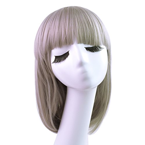 Silver Bob Wig 36cm Straight Short Hair, Hmxpls Cosplay Wigs Hair+ Free Wig Cap