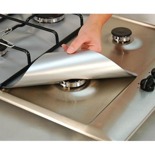 Cooks Innovations - Gas Range Protectors; Non-Stick, Easy-Clean, Silver, Set of 4 Cooks Innovations - Gas Range Protectors; Non-Stick, Easy-Clean, Silver, Set of 4