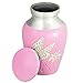 M MEILINXU Small Keepsake Urn for Human Ashes, Mini Cremation Urns - Fits a Small Amount of Cremated Remains - Display Burial at Home or Office Decor (Pink Butterfly, Hand Engraved Brass Urn