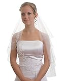 SparklyCrystal Women's Bridal Wedding Veil 2 T Pencil Edge Shoulder Length VE5A1