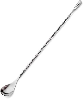 Professionelle Barlöffel, Edelstahl, Spiralmuster, Barkeeper, Rührstab (Silber)
