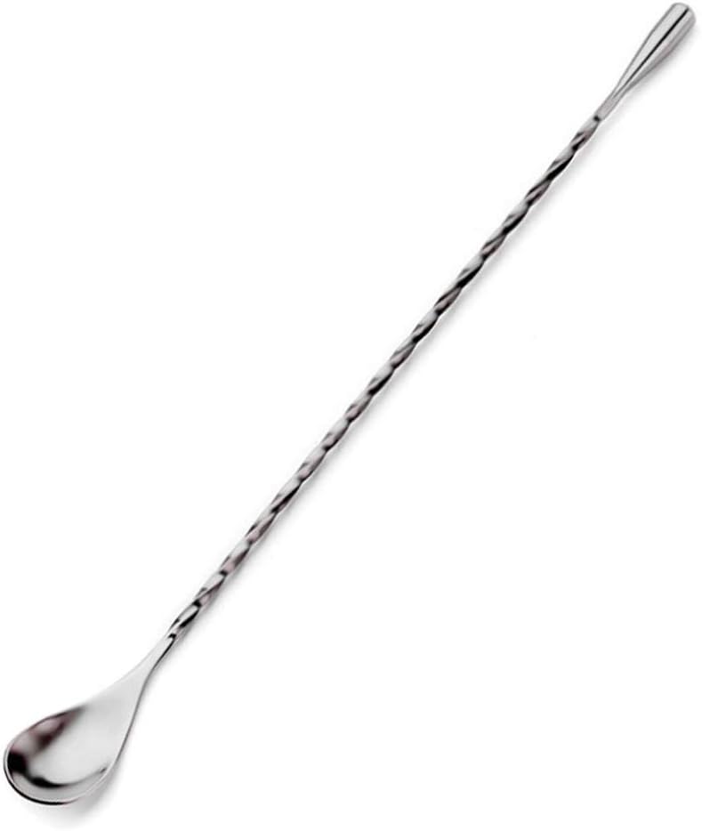 Professionelle Barlöffel, Edelstahl, Spiralmuster, Barkeeper, Rührstab (Silber)