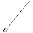 Professional Bar Spoons, Stainless Steel Spiral Pattern Bartender Stir Bar(Silver)