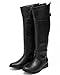 Breckelles BD49 Women Crinkle Leatherette Round Toe Riding Thigh High Boot - Black