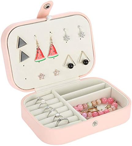 SOONHUA Jewelry Box, Large Capacity, 2 Tier Storage Case, Ring Rest, Accessory Case, Small, Portable, Necklace Storage, Portable, Jewelry Box, Ring, Earrings, Earrings, Accessories, Storage Display, Space Saving, Gift, Birthday, Women, Mother’s Day, Anniversary, Pink
