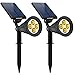 URPOWER Solar Lights 2-in-1 Solar Powered 4 LED Adjustable Spotlight Wall Light Landscape Light Bright and Dark Sensing Auto On/Off Security Night Lights for Patio Yard Driveway Pool - Warm White (2) primary