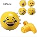 Fun Land Large 3 Inch Emoji Spinning Tops with Beautiful Lights, Great Stocking Stuffers Set of 4