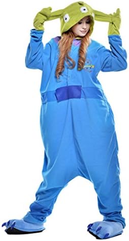 Pajamas, Abary Unisex Adult Hooded Lounge Sleepsuit Animal Onesie Costumes Blue Aliens L