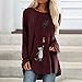 Moilant Women O-Neck T Shirt Cute Cartoon Print Tops Plus Size Casual Blouse Tunic Winethumb 1