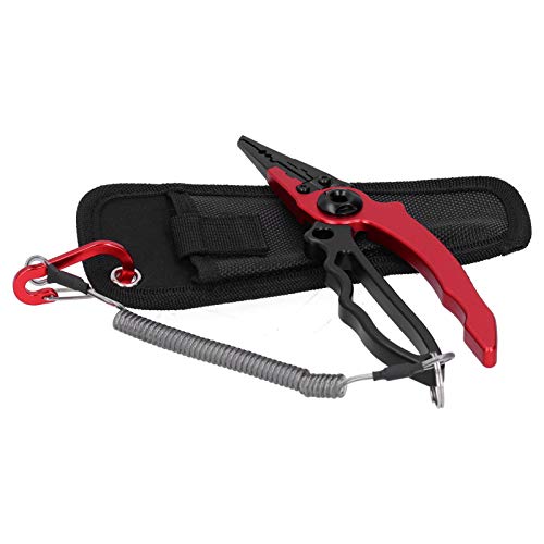 Angelzange Angelköder Zange Selbstsichernde Angelzange Hakenentferner Braid Line Cutting und Split Rings Tool(rot) – Bild 8