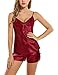 Avidlove Women Lingerie Sleepwear Pajamas Short Sets Satin chemises Wine Red M