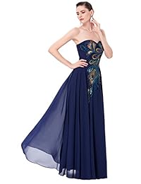 GRACE KARIN A-line CL6168 vestido largo de graduación, bordado, sin tirantes (multicolor)