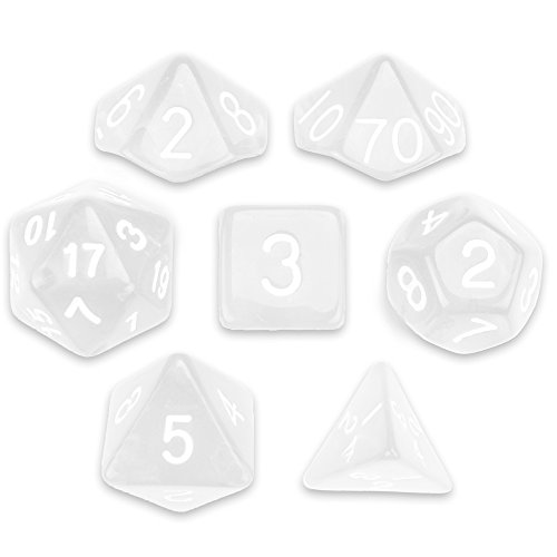 7 Die Polyhedral Dice Set - Astral Echoes (Translucent Colorless) with Velvet Pouch by Wiz Dice