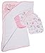 Little Beginnings Zoo Print Hooded Towel and Washcloths Gift Set, Pink