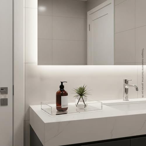 Bandeja Lavabo Acrílico Para Papel Toalha Banheiro Luxo Cristal 4mm - Organizador de Mesa e Banheiro Premium