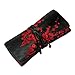 Jewelry Roll Clutch Large - Silk Brocade (Cherry Blsm Black&Red)