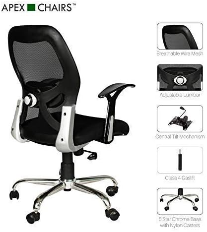 SAVYA HOME APEX Chairsโข Apollo Chrome Base HIGH Back Office Chair (Medium)