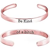 Pingyongchang Stainless Steel Be Kind...of A Bitch Bracelets Punk Engraved Inspirational Cuff Bracelet Jewelry Gifts for Women