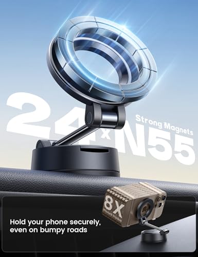 Lamicall Phone Mount for Car [70LBS Powerful Suction] for Magsafe Car Mount, 360° Adjustable Suction Cup Phone Mount Dashboard & Windshield for Truck for iPhone 17 All Smartphone