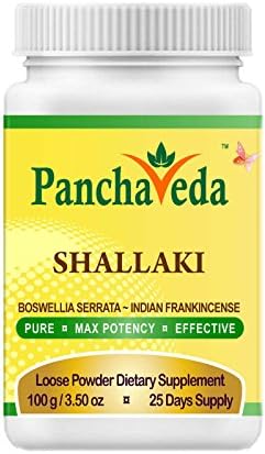 Panchaveda Boswellia Serrata Resin Powder 65% Boswellic Acid Organic Ayurvedic Herbal Natural Joint Pain Formula. Indian Frankincense Shallaki Churna For In Knees Hips Muscular Inflammation Arthritis