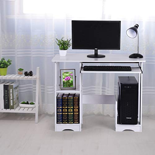 Desktop Computer Desk with Storage Shelves, Student Study Writing Table