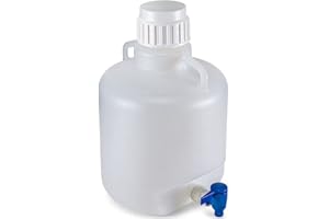 Globe Scientific 7220010, Diamond RealSeal Polypropylene Round Carboy with Spigot and Handle and White Polypropylene Screwcap