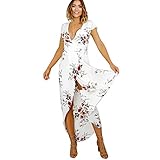 JESPER Womens Boho Long Maxi Dress Ladies V Neck Floral Casual Beach Party Wedding Guest Dress