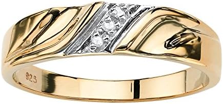 Men's White Diamond Accent 18k Gold over .925 Silver Wedding Band