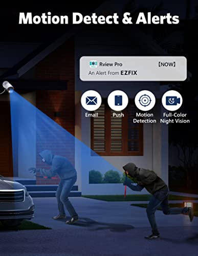 Wired Security Camera System, EZFIX 4pcs 2MP/1080P HD Outdoor Security Camera, Full-Color Night Vision, 8CH DVR CCTV Camera, IP66 Waterproof, Motion Detection, Instant Alert, Remote Access (No HDD)