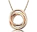 18k Rose Gold Plated Triple Rings Necklace,Interlocking Ring Charm Necklace,Sentiment Necklace -NGR059