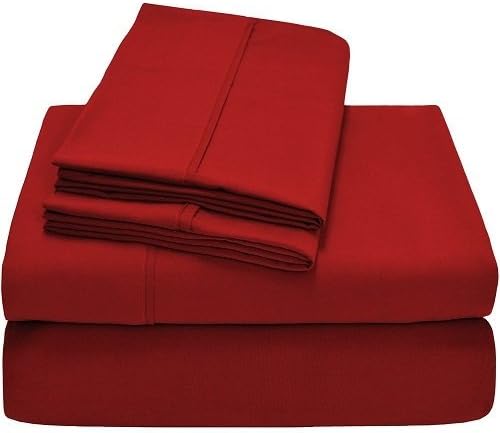 Linenaffairs Supreme Quality Egyptian Cotton Burgundy Solid 4 PCs Sheet Set {(1) Fitted Sheet{+19" Pocket Depth},(1) Flat Sheet & (2) Pillow cover} Twin Size 650-Thread-Count