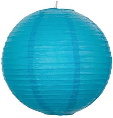 16" Paper Lantern Turquoise with Regular Wire Ribbing