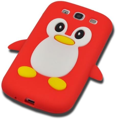 DE New Fashion 3D Cartoon Animal Series Red Penguin Design Style Soft Silicone Rubber Case Cover Shell Compatible for Samsung Galaxy S3 III i9300