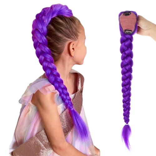 Omnikryp Purple Wig Anime Cosplay Wig 62cm Synthetic Hair Braiding Hair Lilac with Hidden Clip for Halloween Cosplay Accessories