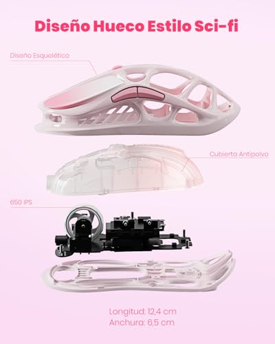 GravaStar Mercury M1 Pro Wireless Gaming Mouse 4K Hz, Magnesium Alloy Ultralight Gaming Mouse, PAW3395 Sensor, 26000 dpi, RGB, 5 Programmable Buttons (Pink Gradient)