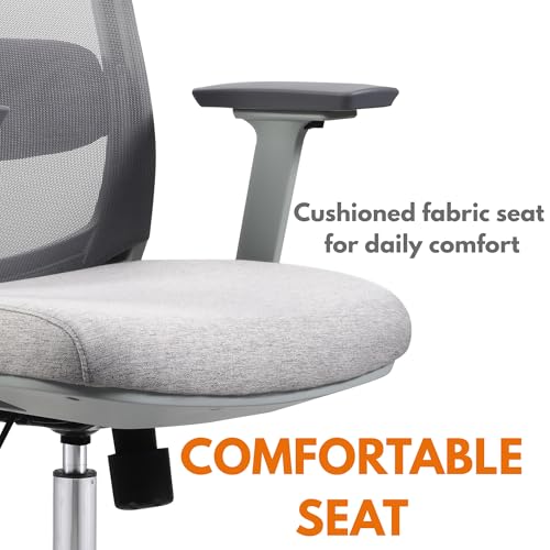 Skyland Ergonomic Office Chair with Mesh Backrest, Soft 3D Armrests, Desk chair with lumbar support, Executive Computer Chair for Home Office (Grey)