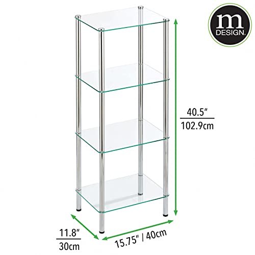 mDesign Tall 4Tier Glass and Metal Freestanding Shelf Organizer
