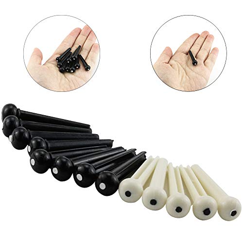Oopsu 60 PCS Plastic Acoustic Guitar Bridge Pins String Peg Guitar Parts Replacement Pack, Black and Ivory - Thumbnail 2
